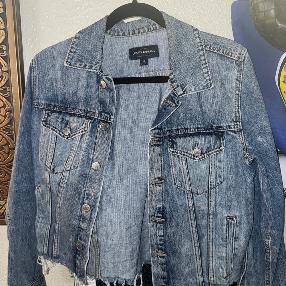 Lucky Brand Women's Distressed Blue Jean Jacket